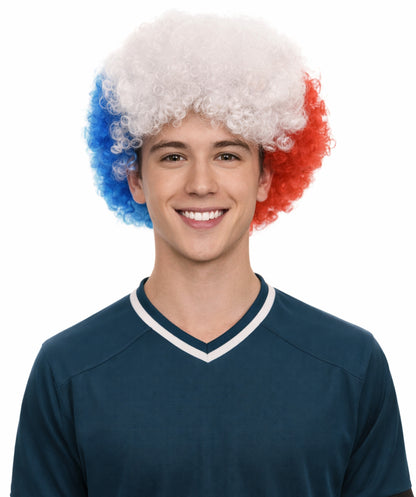 Chile Flag Afro Multicolor Wig