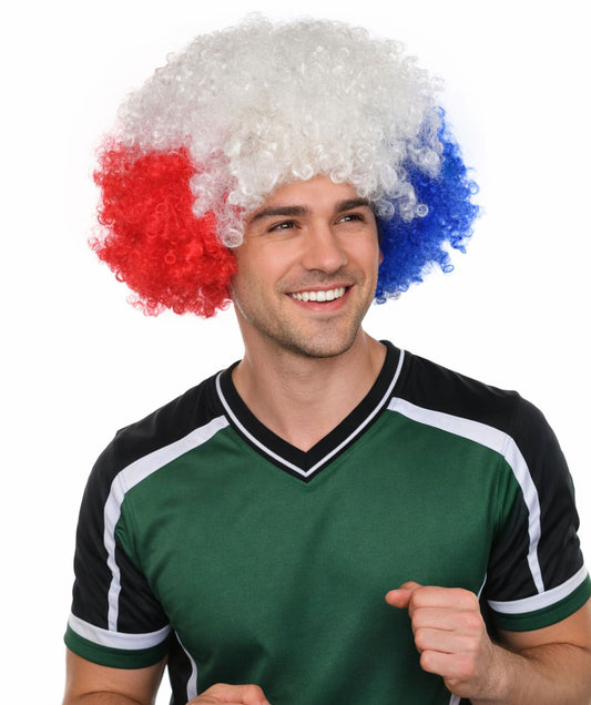 France Flag Afro Multicolor Wig