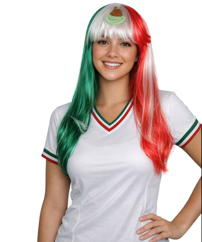 Mexico Flag Long Bob Multicolor Wig