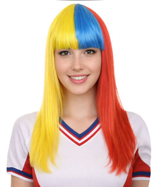 Colombia Flag Long Bob Multicolor Wig