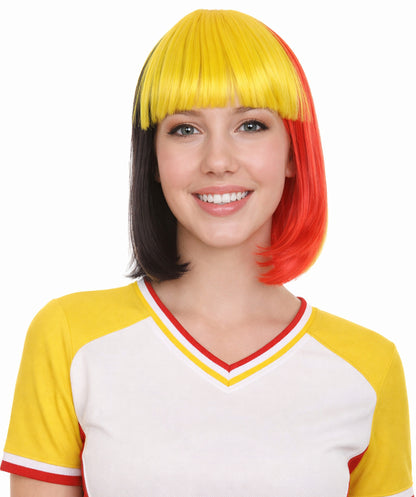 Belgium Flag Bob Multicolor Wig