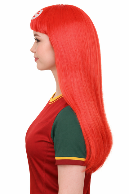 Tunisia Flag  Long Bob  Red and White Wig