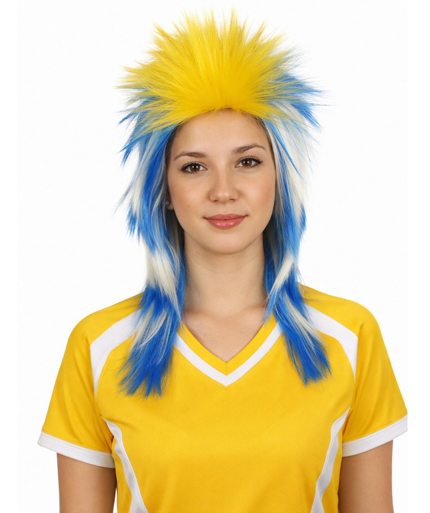 Uruguay Flag 80's Mullet Multicolor Wig