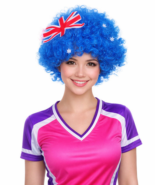 Australia Flag Sport Afro Multicolor Wig
