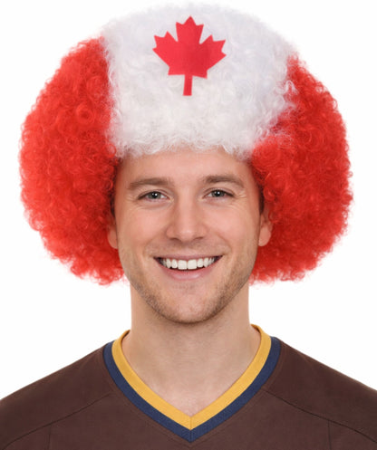 Canada Flag Afro Wig | White Red Afro Wig