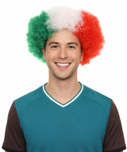 Italy Flag Afro Multicolor Wig
