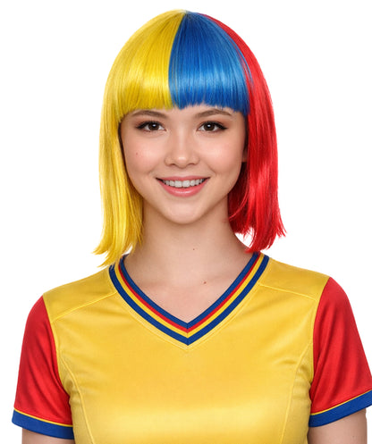 Colombia Flag Bob Multicolor Wig