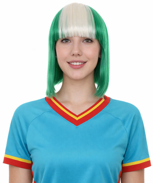 Nigeria Flag Bob Green and White Wig