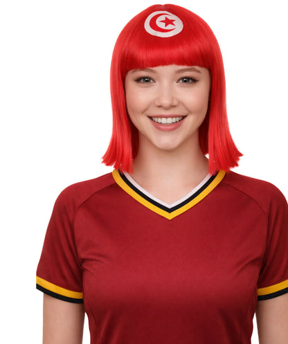 Tunisia Flag Bob Red and White Wig