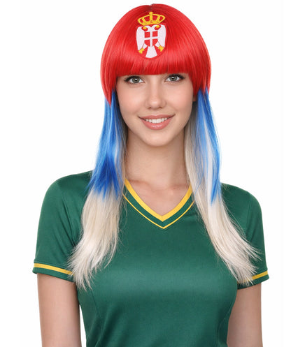 Serbia Flag Bob Multicolor Wig