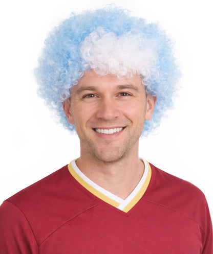 Greece Flag Afro  Blue and White Wig