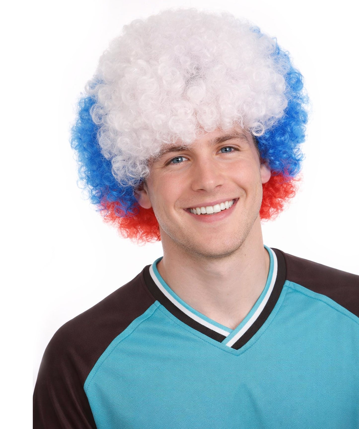 France Flag Afro Multicolor Wig