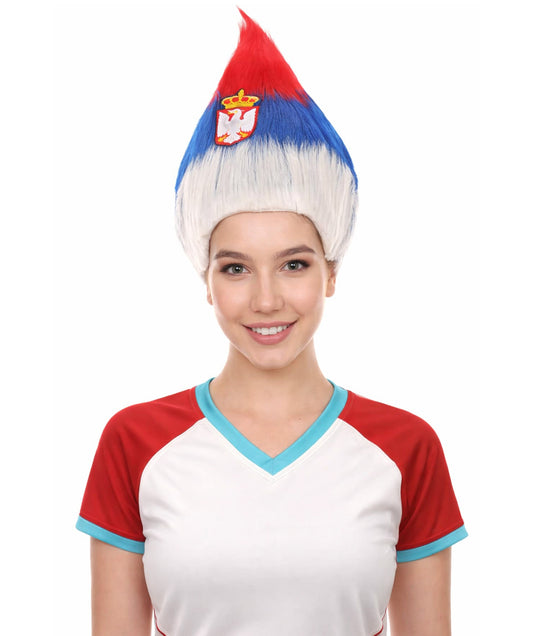 Serbia Flag Troll Multicolor Wig