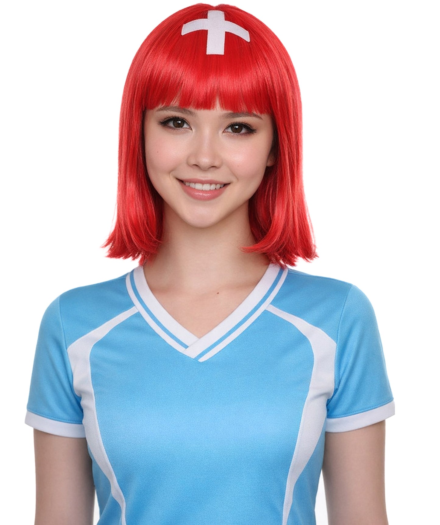 Switzerland Flag Bob  Red and White Wig