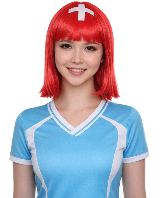 Switzerland Flag Bob  Red and White Wig