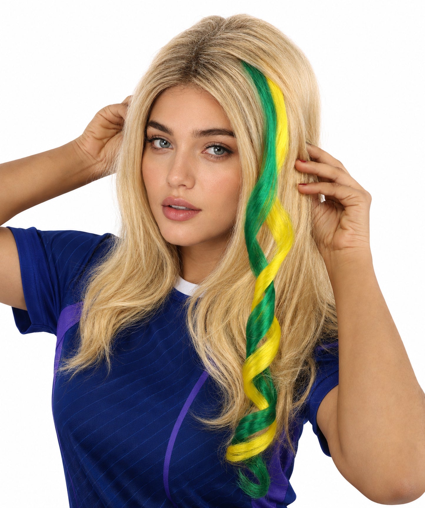 Brazil Flag green and yellow Hair Extension