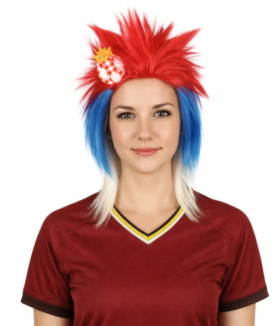 Serbia Flag 80's Mullet Multicolor Wig