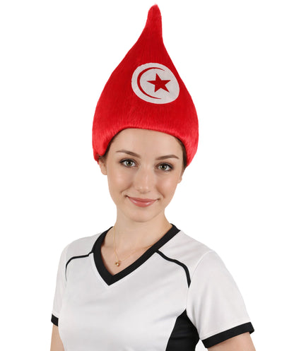 Tunisia Flag Troll Red and White Wig