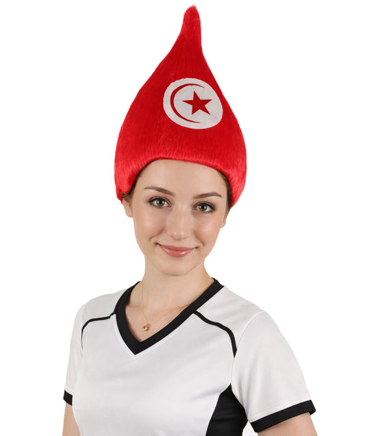 Tunisia Flag Troll Red and White Wig