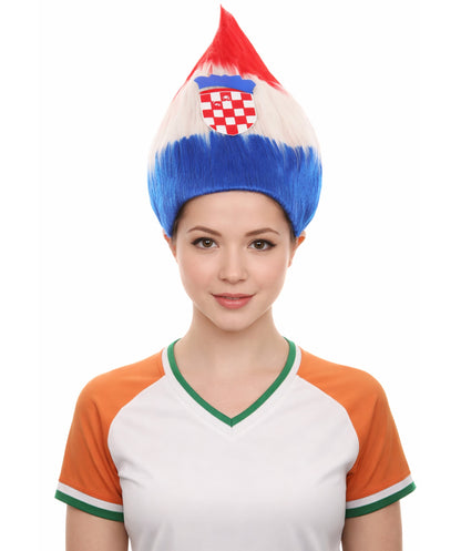 Croatia Flag Troll Multicolor Wig
