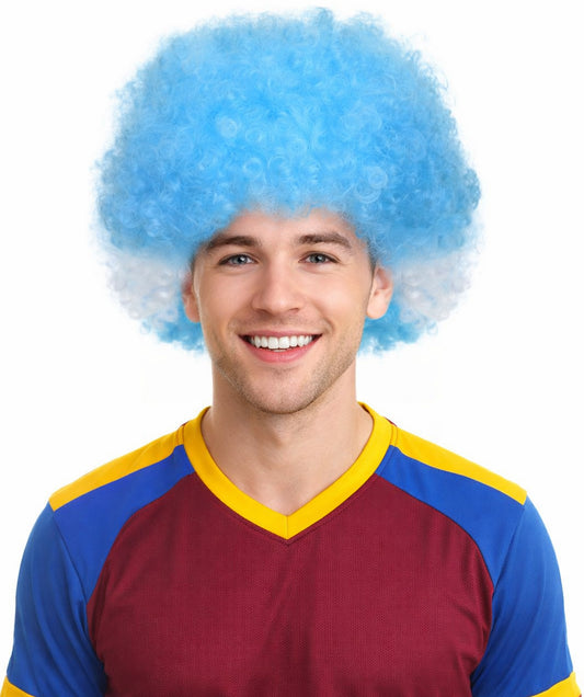 Argentina Flag Afro Light Blue and White Wig