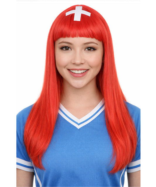 Switzerland Flag Long Bob Red and White Wig