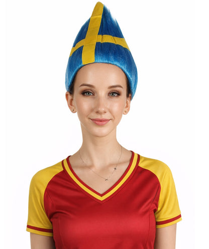 Sweden Sport Flag Troll Blue & Yellow Wig