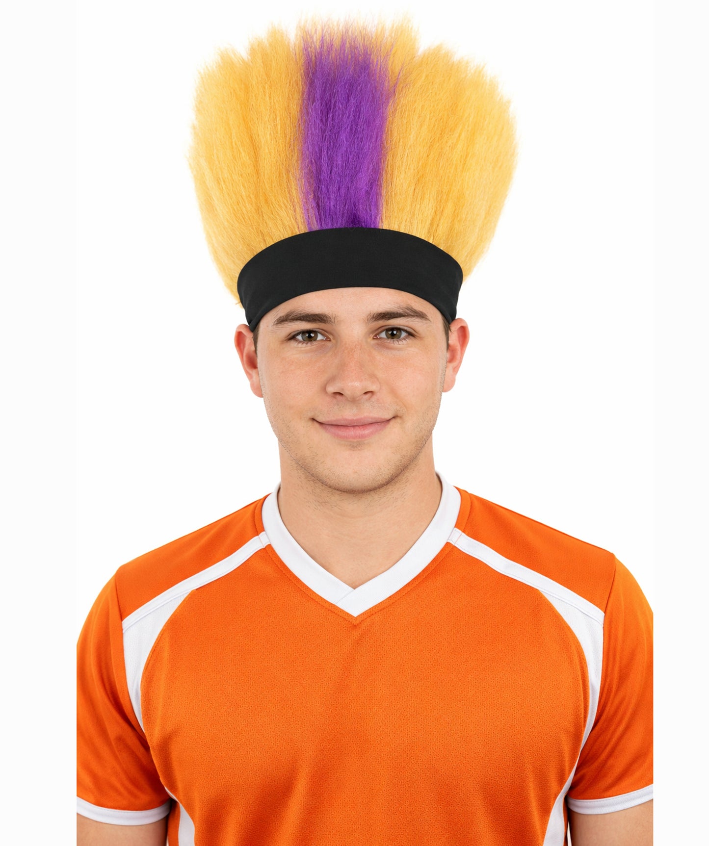 Men's Purple and Golden Spiky Mohawk Style Wig |