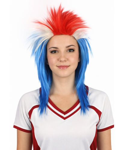 Iceland Flag 80's Mullet Multicolor Wig
