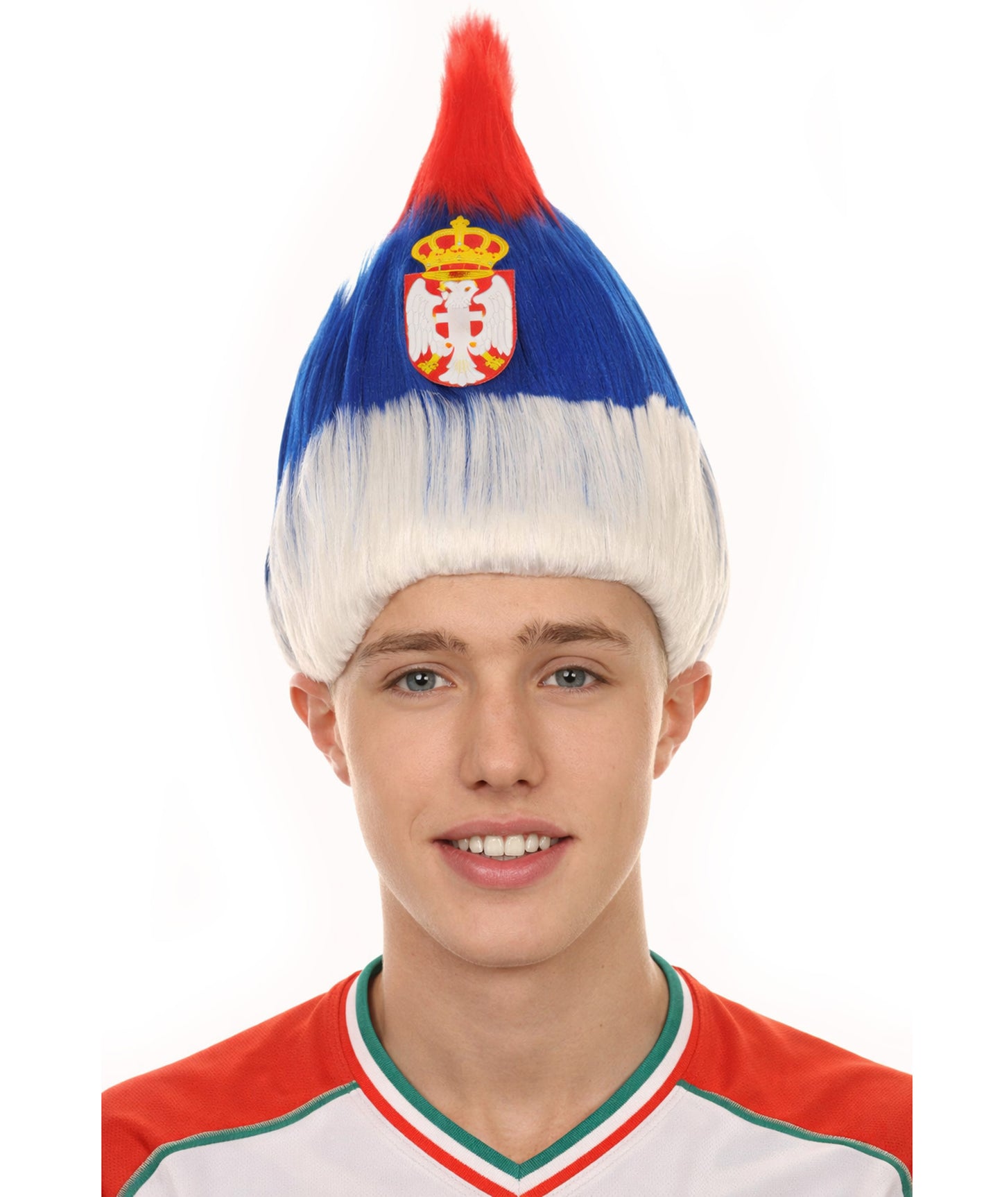 Serbia Flag Troll Multicolor Wig