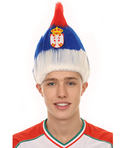 Serbia Flag Troll Multicolor Wig