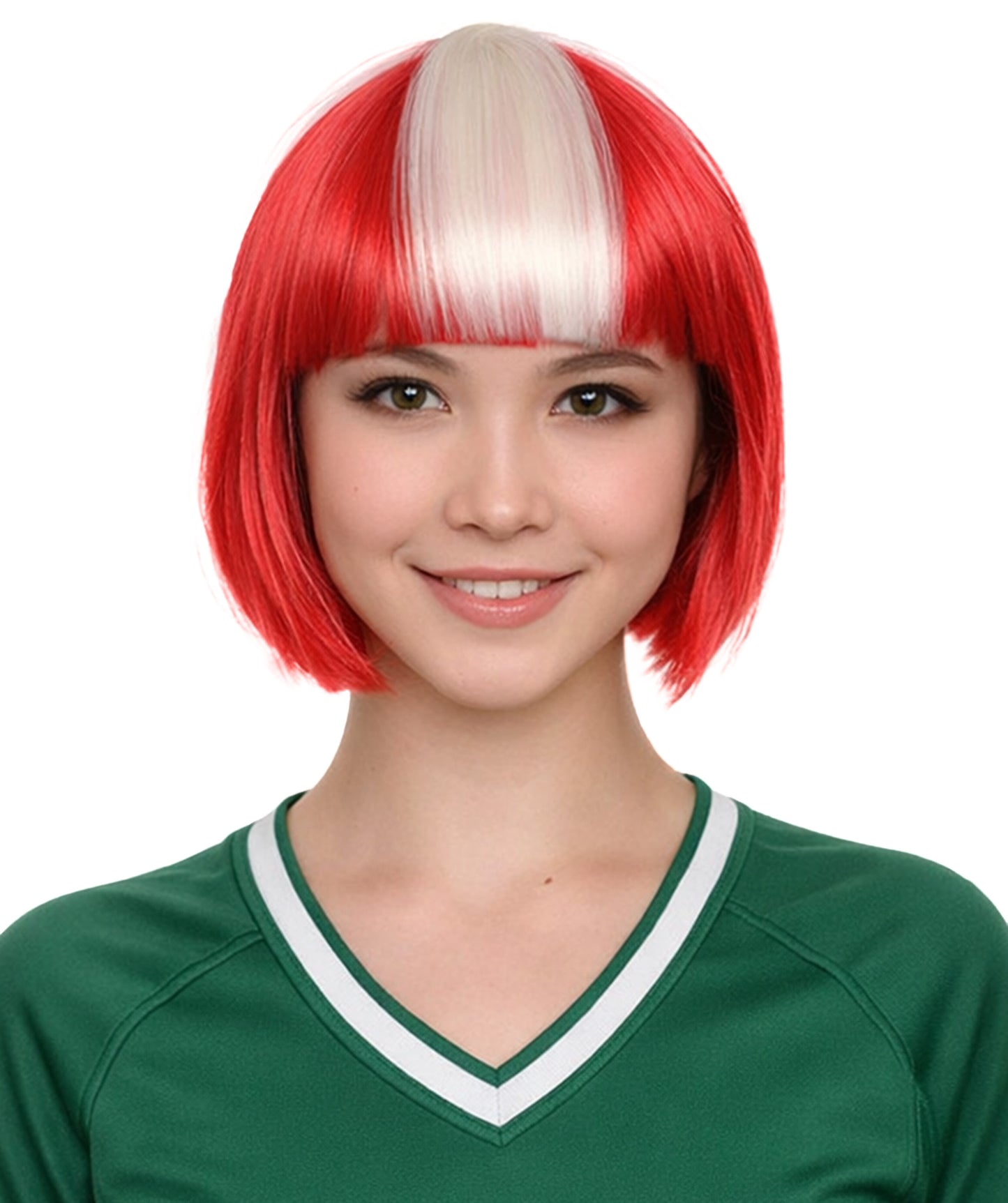 Denmark Flag Bob Red and White Wig