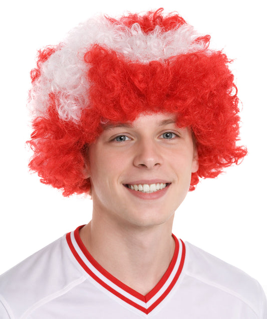 Denmark Flag Afro Red and White Wig