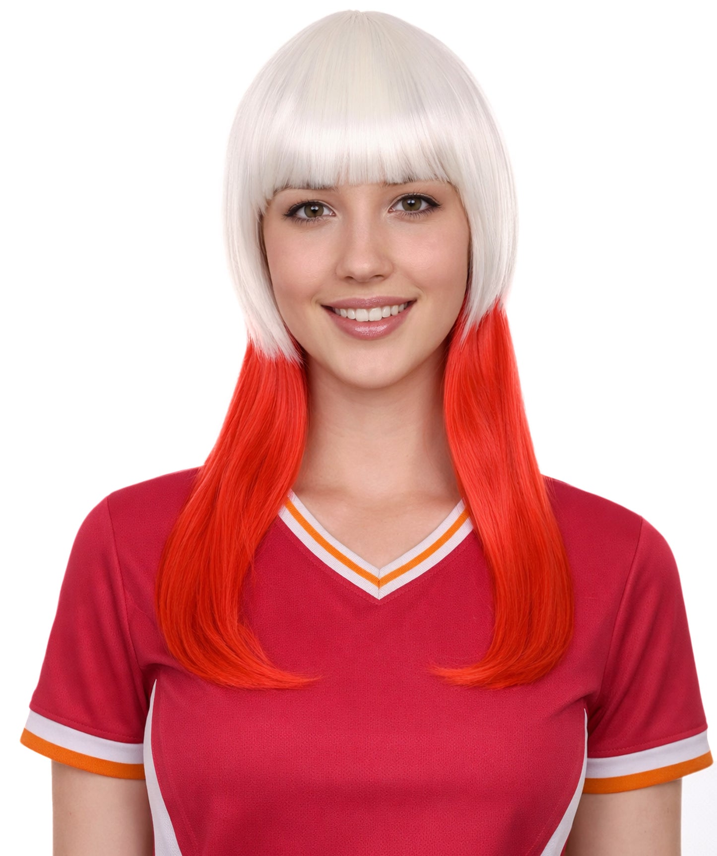 Poland Flag Long Bob White and Red Wig