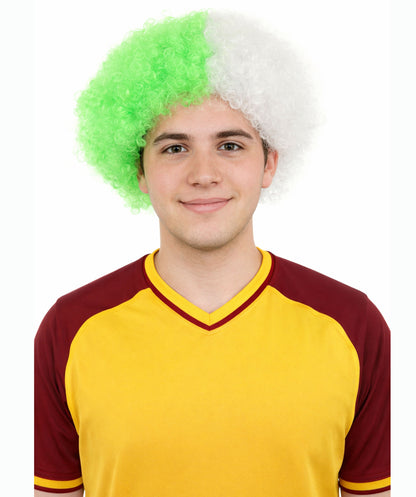 Green and White Two Tone Bouncy Afro Wig |