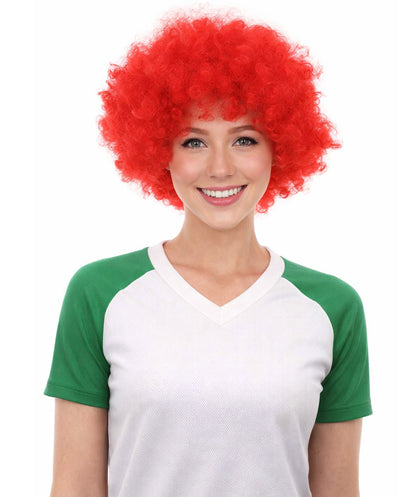 Poland Flag Sport Afro Red and White Wig