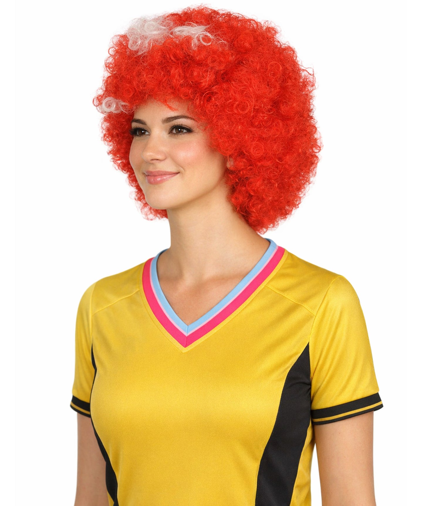 Denmark Flag Afro Red and White Wig