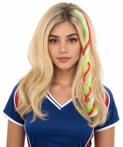Adult Women's National Flag Hair Streak | Crafted from Flame-retardant Synthetic Febric with a textured spiral construction | Ideal for theater, drag, and costume events