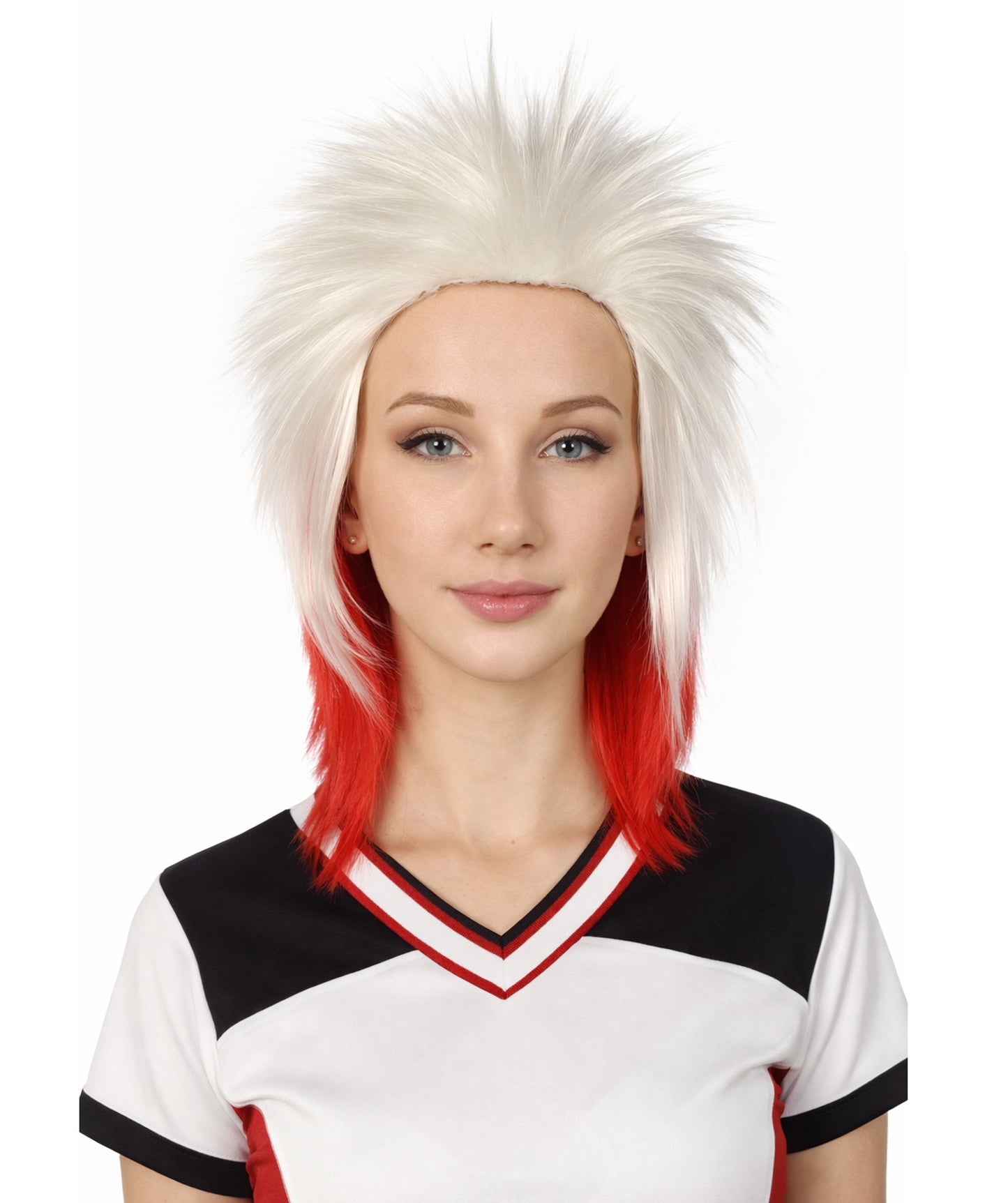 Poland Flag 80's Mullet White and Red Wig