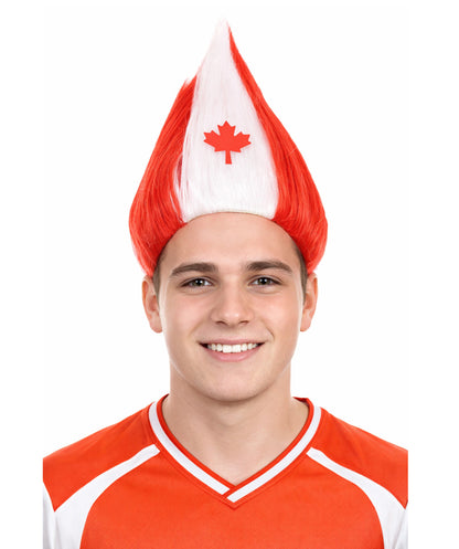 Canada Flag Troll Red & White Wig