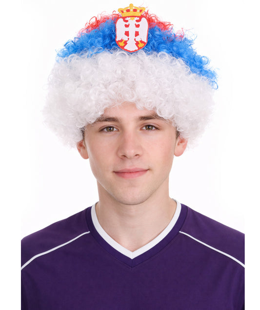 SERBIA Flag Afro Multicolor Wig
