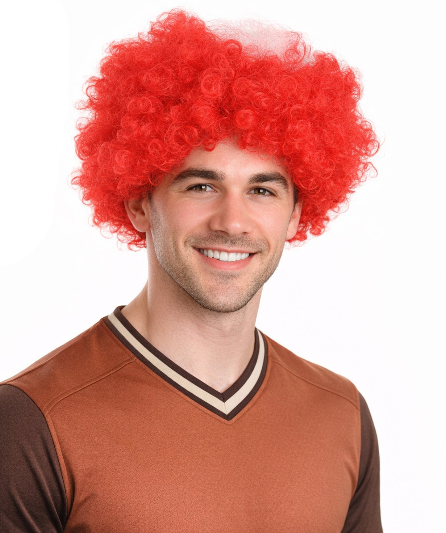 Switzerland Flag Afro Red and White Wig
