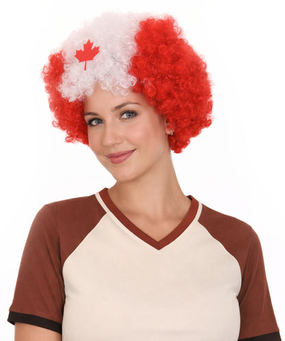 Canada Flag Afro Red and White Wig