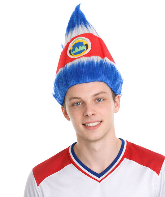 Costa Rica Flag Troll Multicolor Wig