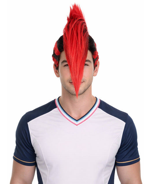 Albania Flag Mohawk Red and Black Wig