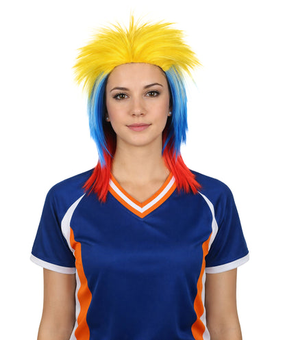 Colombia Flag 80's Mullet Multicolor Wig