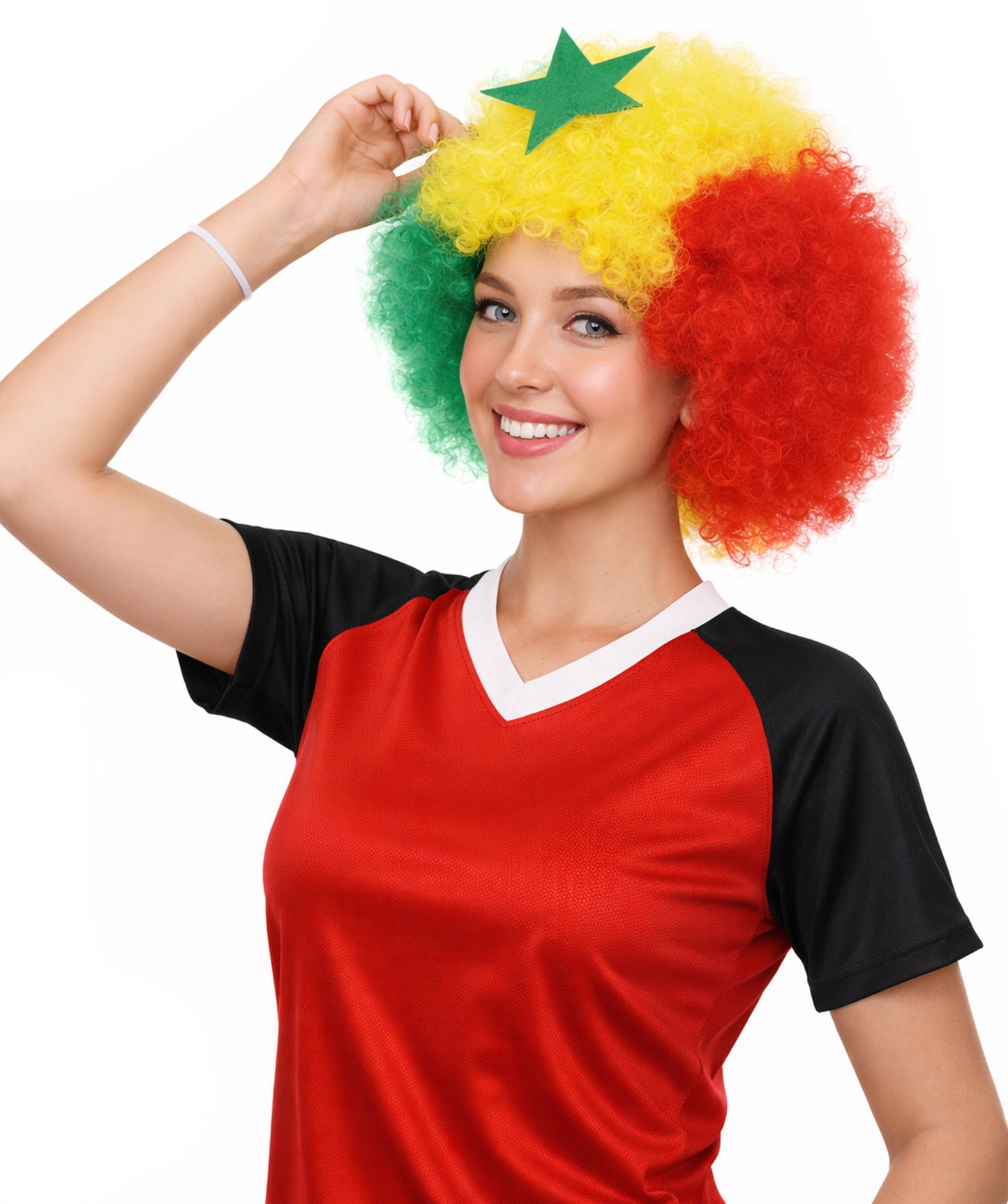 Senegal Flag Sport Afro Multicolor Wig