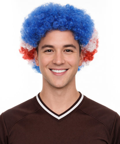 Costa Rica Flag Afro Multicolor Wig