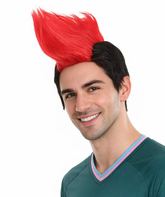 Albania Flag Mohawk Red and Black Wig