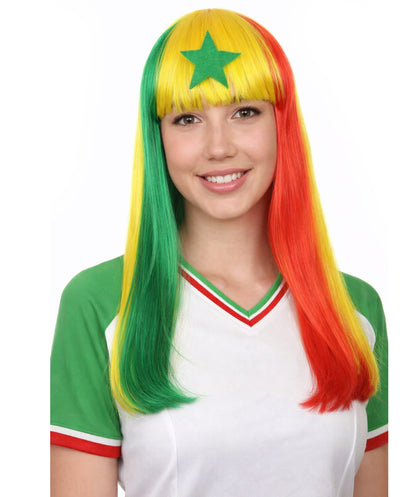 Senegal Flag Long Bob Multicolor Wig